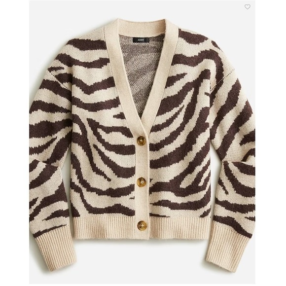 J. Crew Sweaters - J.Crew Women's Size Small Ribbed V-neck Button Cardigan Sweater in Zebra Stripe